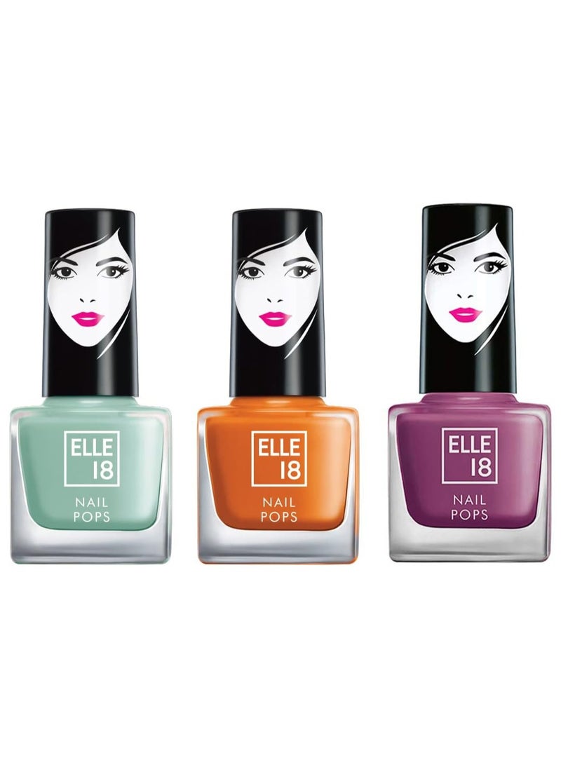 إل 18 طلاء أظافر Elle 18 Nail Pops بلمسة نهائية ساتان 187 5 مل + 161 5 مل + 185 5 مل - Image 1